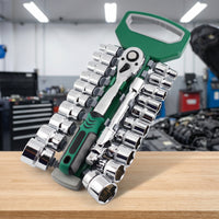 23 Pieces Industrial Socket Wrench Set Quick-Release Ratchet and Socket Set 72-Tooth Tool Kit Heavy Duty for Mechanics, DIYers, Car Repair, Garage, Engine Work