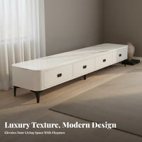 Floor Standing TV Cabinet Light Elegant Design TV Cabinet with Drawers Ample Storage Low Profile Entertainment Center for Pet Owners, Bedroom