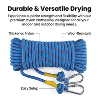 Heavy Duty Wear Resistant Clothesline for Indoor Outdoor Rope, No Punch Clothes Rope for Alaska Essentials