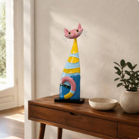 Abstract Cat Sculpture Elegant Nordic Cat Figurine Modern Home Decoration for Entryway