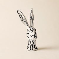 Ceramic Hare Figurine Glazed Finish Hare Head Statue Wear-Resistant Ornamental Figure for Tabletop Display