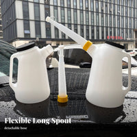 Easy to Read Markings Plastic Oil Can with Flexible Spout Sturdy Plastic Oil Jug with Spout Leakproof Design for Mechanics, DIY Enthusiasts