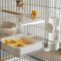 External Bird Bath and Feeder for Cages, Anti-Splash Transparent Bird House with Feeding Tray