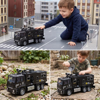 Metal SWAT Truck Model Inertial Toy Truck with Opening Door Movable Simulation Police Vehicle Die-Cast Style for Children, Toddlers, Playroom, Home