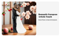 African American Wedding Cake Topper Keepsake Black Bride and Groom Figurine Hand-Painted Black Couple Cake Decoration for Living Room, Anniversary
