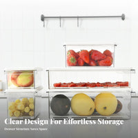 Refrigerator Storage Box Freezer Safe Clear Fridge Bin with Lid Space-Saving