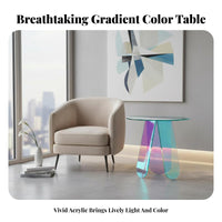 Rainbow Effect Iridescent circular table Light Luxury & design Circular Iridescent Stand space-saving Size Household Furniture Modern Design for Interior Designers, Apartment Dwellers, Young Adults, Balcony, Small areas, Bedroom, Reception Area