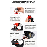 Microscope Toy with Accessories Educational Toy Microscope with Phone Holder Science Kit STEM Beginner-Friendly for Beginners