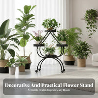 Floor Standing Plant Display Elegant Design Multi-Tier Plant Stand Strong Load-Bearing Metal Planter Pot Holder for Living Room, Balcony, Corner