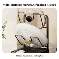 Multifunctional Pot Lid Holder Draining Design Pot Lid Storage Rack Space-Saving