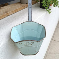 Attached Hook Wall Mounted Flower Pot Rustic Vintage Wall Hanging Planter Embossed Markings Iron Flower Pot Flared Top
