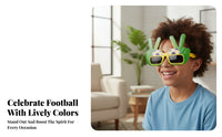 Yellow Edging Brazil Football Glasses Rectangular Lenses Hand Sign Glasses Oversized Frame Themed Eyeglasses Lightweight