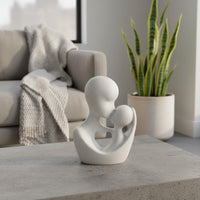 Nordic Design Parent Child Figurine Faux Stone Finish Abstract Family Sculpture Modern Design Parents and Child Sculpture Meaningful Gift for Moms, Living Room, Bedroom, Office Desk, Bookshelf
