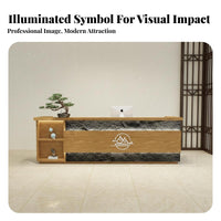 Chinese Design Reception Desk Designer Model Commercial Checkout Counter Shipped Fully Assembled Wood and Stone Cashier Counter for Restaurant