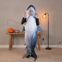 Full-Body Shark Costume Novelty Shark Costume with Fin and Tail Comfortable Wearable Suit Soft for Cosplay