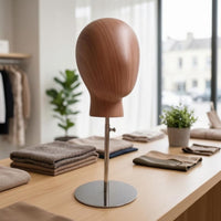 Hairpiece Mannequin Head Metal Base Hairpiece Display Head Wood Grain