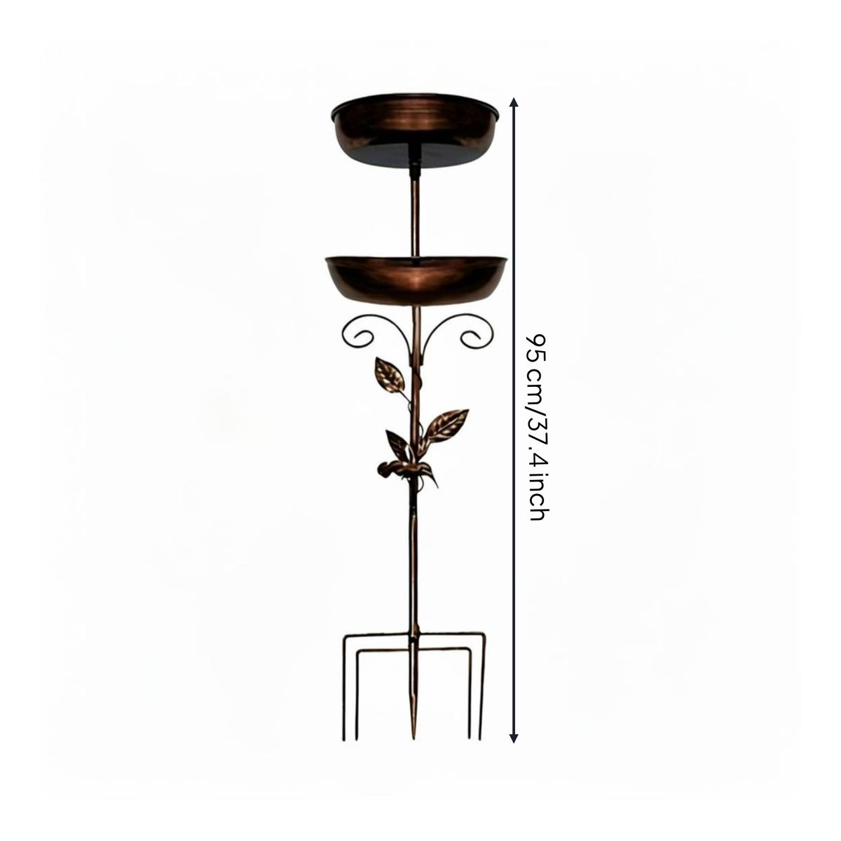 Two-Tier Bird Bath Feeder 2 in 1 Double-Tier Bird Feeder Decorative Outdoor Decor for Ground Placement