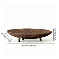 Wooden Fruit Tray Decorative Tray with Raised Feet Rustic Oval Wooden Platter for Homeowners
