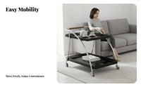 Transparent Design 2-Tier Rolling Trolley Movable with casters Mobile Furniture Space-Saving Utility trolley Multi-Functional for Small Apartment Dwellers, Office Workers, Living Room, Bedroom, Bathroom, Kitchen