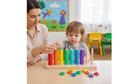 42 Pieces Bead Sorting Game Wood Color Shape Matching Toy Screen Educational Counting Frame for Young children+