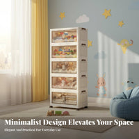 Wheeled Organizer with Doors Installationtool-no-assembly foldable Wheeled Wardrobe
