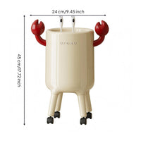 Compact Rolling Trash Bin Wheeled Covered Trash Bin Rounded Cylindrical Waste Basket Glossy