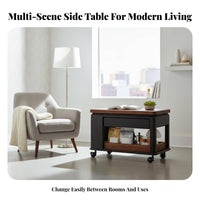 Space-Saving 2-Tier Rolling Tea Trolley Multi-Functional 2-Tier Rolling Cart Rotating Top Side Table Mobile with casters for Apartment Dwellers, Entertainers, Office Workers, Living Room, Bedroom, Kitchen, Balcony