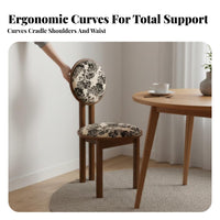 French Retro visual appeal Cow backrest curve supportrest Chair mid-centuryera Modern vintage aesthetic accent Seat Creative Design Indoor Seating cushioned Cushioning for Interior Designers, Restaurant Owners, Homeowners, Dining Room, Kitchen, Bedroom