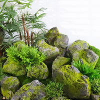 12 Pieces Artificial Moss Rocks Realistic Artificial Moss Stones Prop Lightweight Green for Decorators, Indoor Greenery Scenes