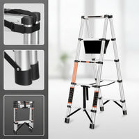 A-Shaped Ladder Stainless Steel Compact Ladder Extendable for Crafters, Homeowners, Home Maintenance, Renovation, Workshop