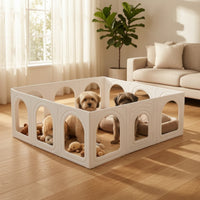 12 Pieces Freestanding Modular Pet Playpen Indoor Pet Fence with Door Clear Small Animal Pen Lightweight for Young Canines, Rabbits, Living Room, Apartment, Bedroom