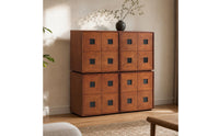 4 Pieces Modular Cabinet Stackable Cabinet with Doors Retro Storage Unit for Living Room, Bedroom