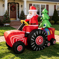 Inflatable Santa on vehicle Festive the Holiday Figure Giant Yard Decoration for Lawn