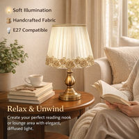 Light Shade with Beaded Trim for Ceiling and Table Lamps, Handcrafted Textile Lampshade for Bedroom and Room Decor