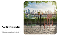 Nordic Design Stackable Slatted Back High Stool Indoor & Outdoor Use High-Back Bar Stool Minimalist Aesthetic Counter Chair Lightweight for Homeowners, Business Owners, Entertainers, Kitchen, Patio, Balcony, Breakfast Nook