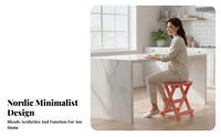 Foldable Design foldable Wooden Stool with Backrest Space-Saving Folding Chair Easy to Carry Portable Furniture all-purpose for Apartment Dwellers, property owners, event and event attendeesers, Small compact areas, Kitchen, Dining Room, Backyard