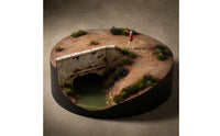 Diorama Scene with Bridge Weathered Miniature Terrain Piece Realistic Scenery for Hobby Showcases, Tank Displays