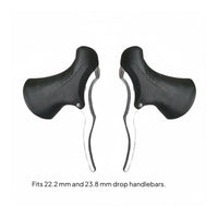 2 Pieces Lightweight Road Bike Brake Levers Sturdy Aluminum Alloy Brake Handles Ergonomic Design Drop Bar Handbrakes Grippy Rubber Hoods for Track Cycling, Racing