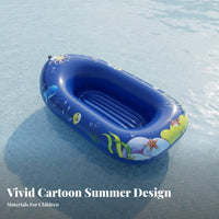 Foldable child's Cartoon Dinghy Thickened Design kids' Rideable Inflatable Portable Inflatable Raft Double for Children, Toddlers, Parents, Lake, Beach, Water Park, Swimming Pool