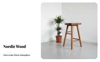 Nordic Design Backless Saddle Stool Minimalist Aesthetic Backless Saddle Perch Natural Grain Finish High Seating Stable Structure for Business Owners, Interior Designers, Cafe, Cashier Desk, Kitchen Island, Dining Area