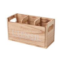 Rustic Wooden Utensil Holder Farmhouse Wooden Countertop Organizer Sturdy Container Minimalist for Coffee Bar