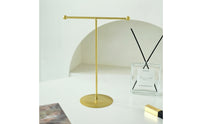 T-Shaped Jewelry Stand Tabletop Necklace Holder Bracelet Display Stand Gold-Tone Jewelry Display with Round Base Metal for Women