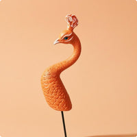 Textured Resin Peacock Statue Curved Neck Peacock Stake Decor Pointed Beak Ornament Insert Small Crest for Arrangement, Display