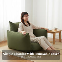 Japanese Design Adjustable Floor Lounger Foldable Adjustable Tatami Seat Washable Cover Lazy Sofa Space-Saving for Apartment Dwellers, Meditators, Small Areas, Bedroom, Living Room, Balcony