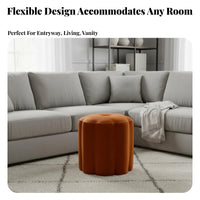 French Retro Design Round Vanity Stool Vintage design Upholstered Seat Multi-Functional Footstool Comfortable padding for Homeowners, Adults, Women, Living Room, Entryway, Bedroom