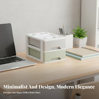 Space-Saving Stackable Drawer unit adaptable Desktop Organizer level-top Surface Storage Drawers for Makeup Users, Office Workers, Dormitory, Dorm Room, Vanity Table, Classroom
