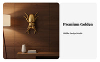 Gilded Beetle Wall Decor Creative Design Resin Beetle Wall Decoration Resin Sculpture Perfect Gift for Bedroom, Hallway