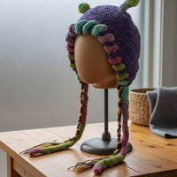 Soft Fantasy Trapper Hat Ear Protection Whimsical Creature Hat Warm Cartoon Alien Knit Cap for Kids, Young Adults, Daily Wear, Outdoor Activities