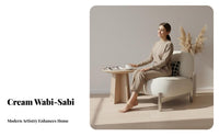 Wabi-Sabi aesthetic Upholstered Tub Armchair Cream Colored Accent Chair Minimalist Design Home Seating Soft Texture for Interior Designers, Business Owners, Living Room, Bedroom, Reception Area, perusing corner
