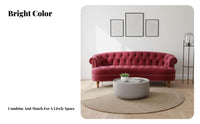 Light Luxury Design curved Tufted Sofa Small Apartment Suitable Living Room Seating Vintage Inspired Couch Deep Seat for Homeowners, Interior Designers, Business Owners, Lounge Area, Lobby